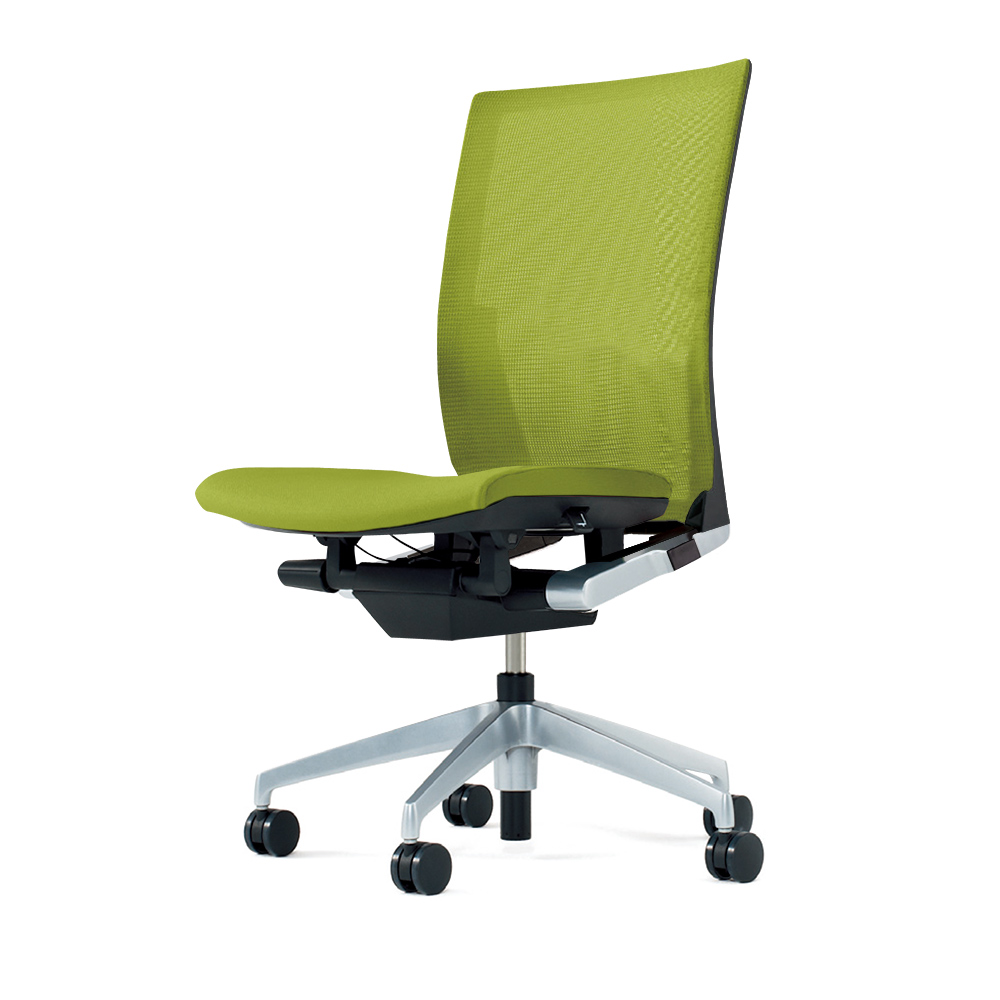 ヴェントチェア （ Vento chair ） KE-860JB-Z5Q6 プレーンメッシュ （ランバーサポート付）/肘なし/アルミ脚（シルバーメタリック） ［Z5×モスグリーン］