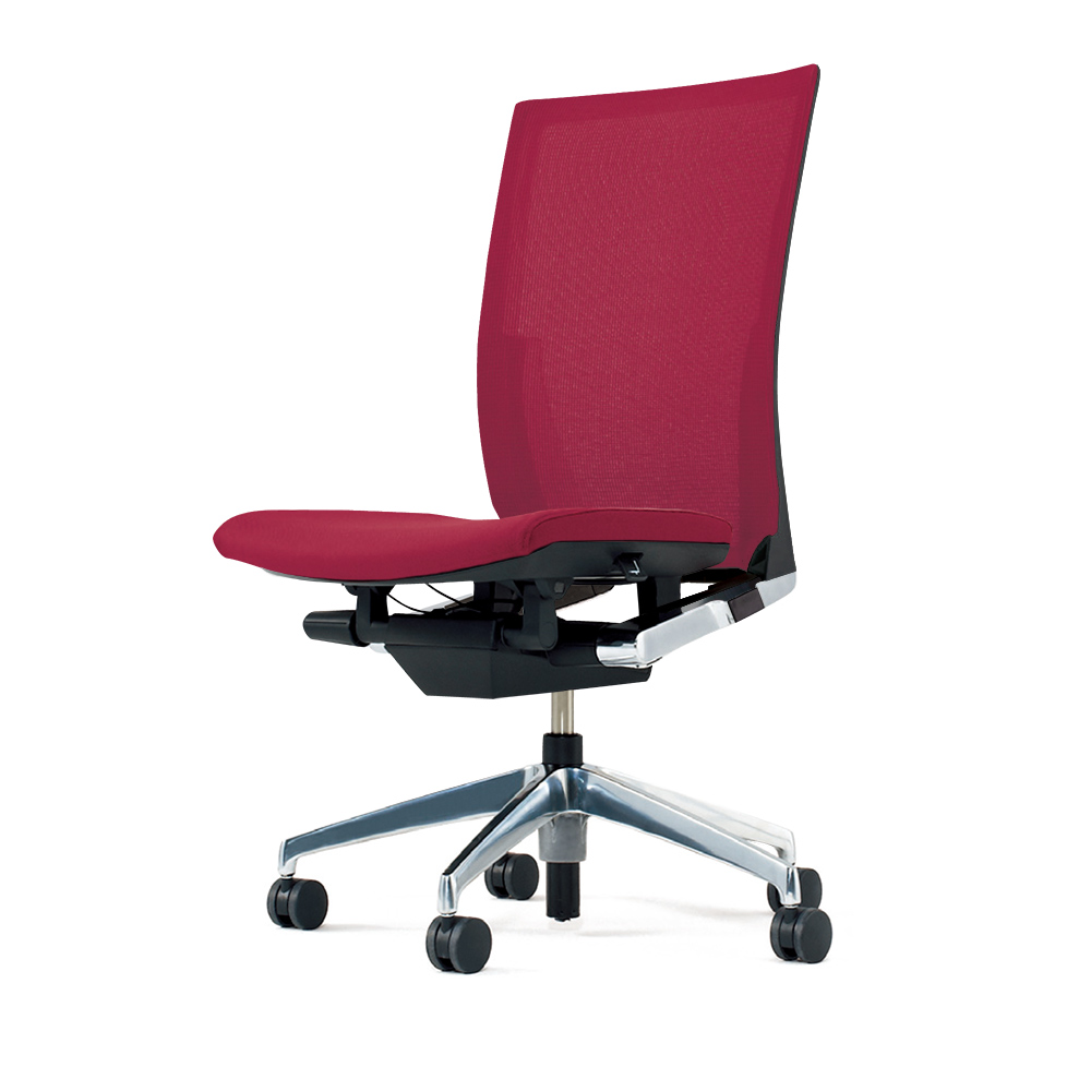 ヴェントチェア （ Vento chair ） KE-860JV1-Z9M4 プレーンメッシュ （ランバーサポート付）/肘なし/アルミ脚（アルミミラー） ［Z9×ラズベリーレッド］
