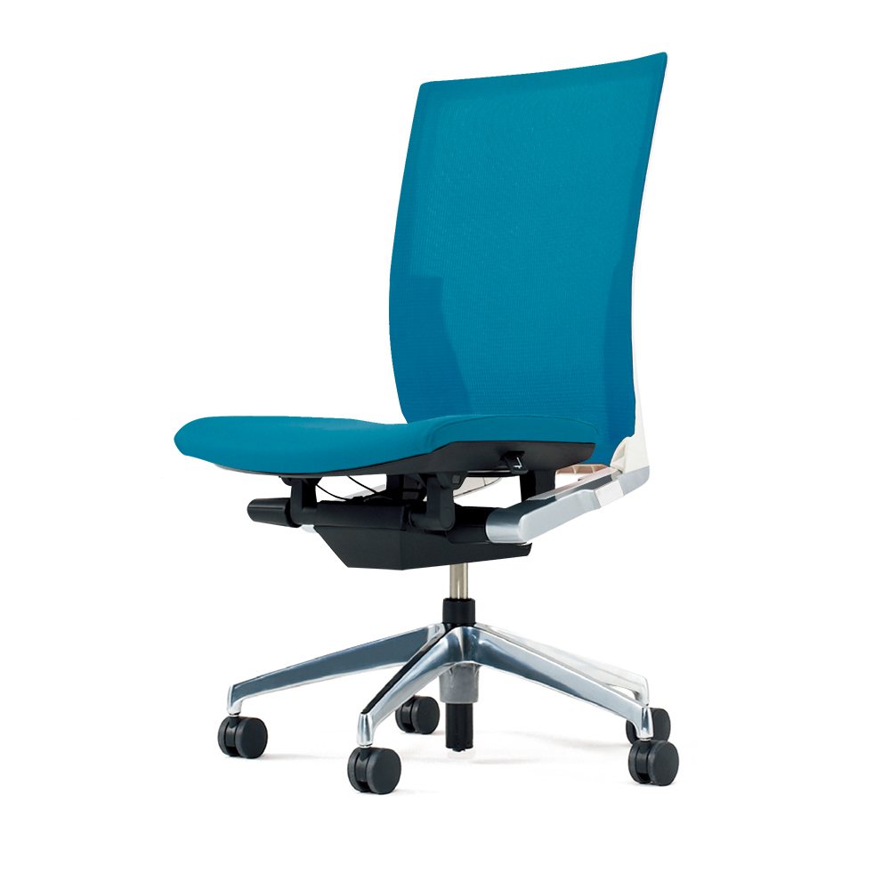 ヴェントチェア （ Vento chair ） KE-860JB-ZWA3 プレーンメッシュ （ランバーサポート付）/肘なし/アルミ脚（アルミミラー） ［ZW×ストロングブルー］