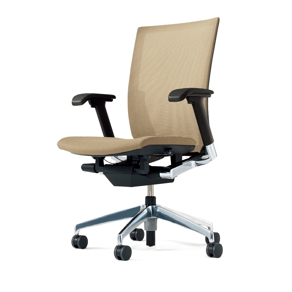 ヴェントチェア （ Vento chair ） KE-867JB-Z9Y3 プレーンメッシュ （ランバーサポート付）/可動肘付/アルミ脚（アルミミラー） ［Z9×サンドイエロー］