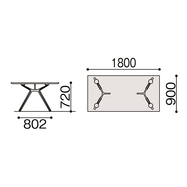 DZテーブル  角型  平エッジ 配線カバー付 W1800×D900 ［天板：ホワイト］