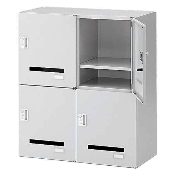 シンラインキャビネットモバイル 4人用ロッカー型 ダイヤル錠 上段用［WE/ホワイトグレー］