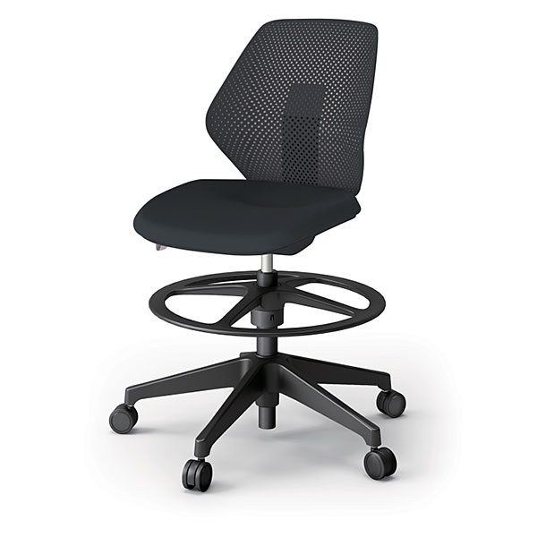 キュアチェア ハイポジションタイプ 肘なし 樹脂メッシュバック アルミ塗装脚 ［ブラック］