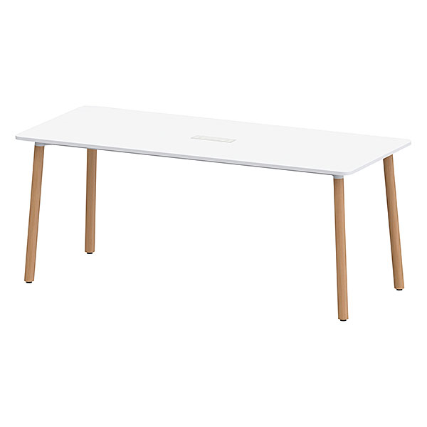 ウーノ 角型テーブル 配線対応キャップ W1800×D750 ［天板：マットホワイト］