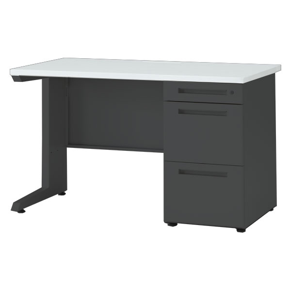 CZR TypeS 片袖デスク/シリンダー錠/W1200×D700mm［本体：ブラック×天板：W9/ホワイト］