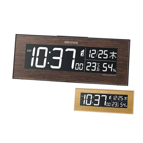 デジタル時計 Iroria W 木目 イロリア Led 置時計 掛時計 ナチュラル
