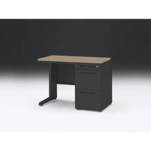 CZRデスク 片袖デスク CZR-106CBC-171 浅型センター引出し付  シリンダー錠W1000× D600 [ 本体: ブラックT・天板: 71 / アッシュドオークM]