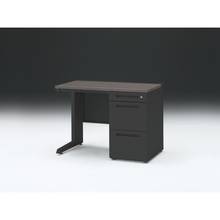 CZRデスク 片袖デスク CZR-106CBC-181 浅型センター引出し付  シリンダー錠W1000× D600 [ 本体: ブラックT・天板: 81 / アッシュドオークD]