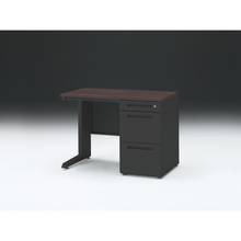 CZRデスク 片袖デスク CZR-106CBC-182 浅型センター引出し付  シリンダー錠W1000× D600 [ 本体: ブラックT・天板: 82 / ブラックウォールナットD]