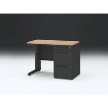 CZRデスク 片袖デスク CZR-106CBC-192 浅型センター引出し付  シリンダー錠W1000× D600 [ 本体: ブラックT・天板: 92 / ホワイトオークM]