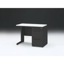 CZRデスク 片袖デスク CZR-106CBC-1W9 浅型センター引出し付  シリンダー錠W1000× D600 [ 本体: ブラックT・天板: W9 / ホワイトW]