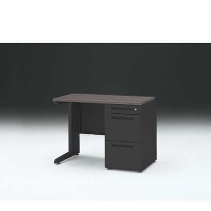 CZRデスク 片袖デスク CZR-106SBC-181 センター引出しなし  シリンダー錠W1000× D600 [ 本体: ブラックT・天板: 81 / アッシュドオークD]