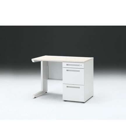 CZRデスク 片袖デスク CZR-106SBC-961 センター引出しなし  シリンダー錠W1000× D600 [ 本体: ホワイトW・天板: 61 / アッシュドパインL]