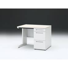 CZR 片袖デスク　シリンダー錠 浅型センター引出し付　CZR-107CBC-961　W1000×D700 ［本体：ホワイト×天板：61/アッシュドパインL］