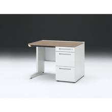 CZR 片袖デスク　シリンダー錠 浅型センター引出し付　CZR-107CBC-971　W1000×D700 ［本体：ホワイト×天板：71/アッシュドオークM］