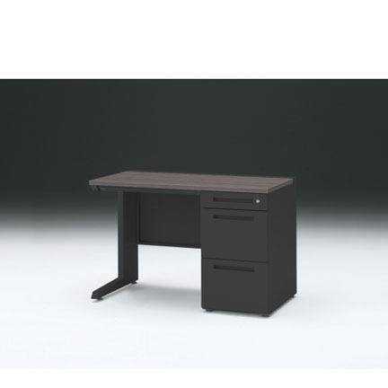 CZRデスク 片袖デスク CZR-116CBC-181 浅型センター引出し付  シリンダー錠W1100× D600 [ 本体: ブラックT・天板: 81 / アッシュドオークD]