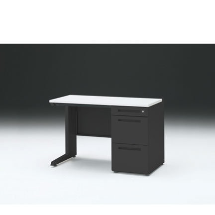 CZRデスク 片袖デスク CZR-116CBC-1W9 浅型センター引出し付  シリンダー錠W1100× D600 [ 本体: ブラックT・天板: W9 / ホワイトW]
