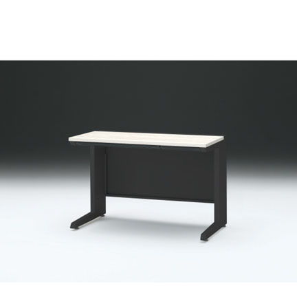 CZRデスク 対向配線用平机 CZR-116EAC-161 浅型センター引出し付 L脚 W1100× D600 [ 本体: ブラックT・天板: 61 / アッシュドパインL]