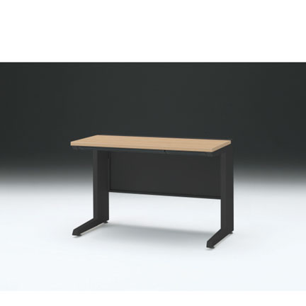 CZRデスク 平机 CZR-116HAC-192 浅型センター引出し付 L脚 W1100× D600 [ 本体: ブラックT・天板: 92 / ホワイトオークM]