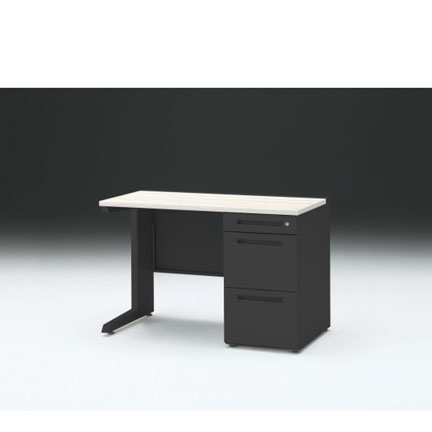 CZRデスク 片袖デスク CZR-116SBC-161 センター引出しなし  シリンダー錠W1100× D600 [ 本体: ブラックT・天板: 61 / アッシュドパインL]