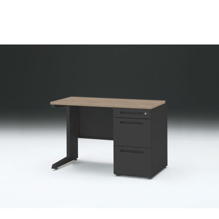 CZRデスク 片袖デスク CZR-116SBC-171 センター引出しなし  シリンダー錠W1100× D600 [ 本体: ブラックT・天板: 71 / アッシュドオークM]