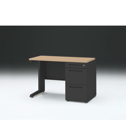 CZRデスク 片袖デスク CZR-116SBC-192 センター引出しなし  シリンダー錠W1100× D600 [ 本体: ブラックT・天板: 92 / ホワイトオークM]