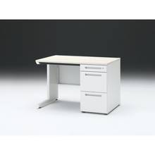 CZR 片袖デスク　シリンダー錠 浅型センター引出し付　CZR-117CBC-961　W1100×D700 ［本体：ホワイト×天板：61/アッシュドパインL］