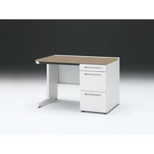 CZR 片袖デスク　シリンダー錠 浅型センター引出し付　CZR-117CBC-971　W1100×D700 ［本体：ホワイト×天板：71/アッシュドオークM］