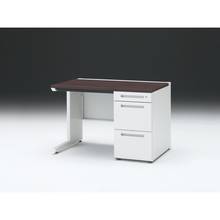 CZR 片袖デスク　シリンダー錠 浅型センター引出し付　CZR-117CBC-982　W1100×D700 ［本体：ホワイト×天板：82/ブラックウォールナットD］