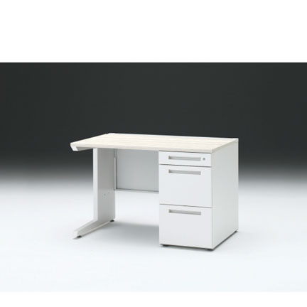 CZRデスク 片袖デスク CZR-117SBC-961 センター引出しなし  シリンダー錠W1100× D700 [ 本体: ホワイトW・天板: 61 / アッシュドパインL]