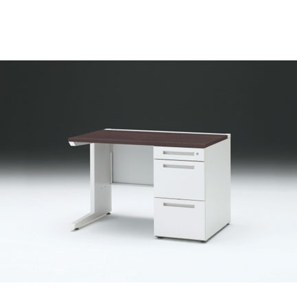 CZRデスク 片袖デスク CZR-117SBC-982 センター引出しなし  シリンダー錠W1100× D700 [ 本体: ホワイトW・天板: 82 / ブラックウォールナットD]