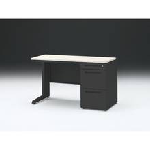 CZR 片袖デスク　シリンダー錠 浅型センター引出し付　CZR-126CBC-161　W1200×D600 ［本体：ブラック×天板：61/アッシュドパインL］