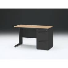 CZR 片袖デスク　シリンダー錠 浅型センター引出し付　CZR-126CBC-192　W1200×D600 ［本体：ブラック×天板：92/ホワイトオークM］