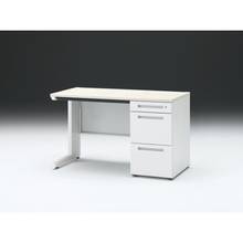CZRデスク 片袖デスク CZR-126CBC-961 浅型センター引出し付  シリンダー錠W1200× D600 [ 本体: ホワイトW・天板: 61 / アッシュドパインL]