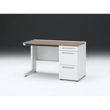 CZR 片袖デスク　シリンダー錠 浅型センター引出し付　CZR-126CBC-971　W1200×D600 ［本体：ホワイト×天板：71/アッシュドオークM］