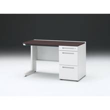 CZR 片袖デスク　シリンダー錠 浅型センター引出し付　CZR-126CBC-982　W1200×D600 ［本体：ホワイト×天板：82/ブラックウォールナットD］