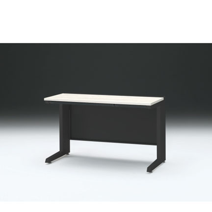 CZRデスク 対向配線用平机 CZR-126EAC-161 浅型センター引出し付 L脚 W1200× D600 [ 本体: ブラックT・天板: 61 / アッシュドパインL]