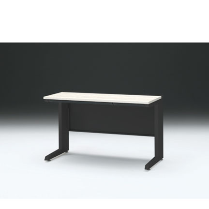 CZRデスク 平机 CZR-126HAC-161 浅型センター引出し付 L脚 W1200× D600 [ 本体: ブラックT・天板: 61 / アッシュドパインL]