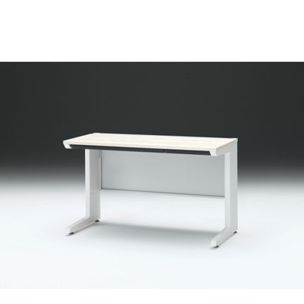 CZRデスク 平机 CZR-126HAC-961 浅型センター引出し付 L脚 W1200× D600 [ 本体: ホワイトW・天板: 61 / アッシュドパインL]