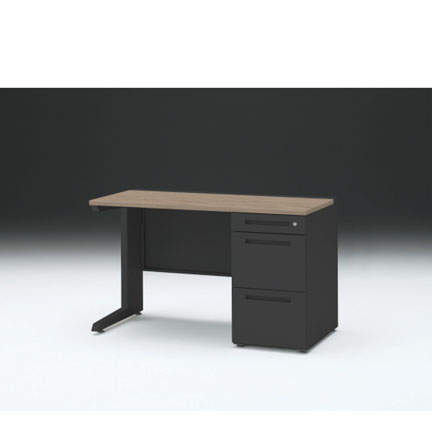 CZRデスク 片袖デスク CZR-126SBC-171 センター引出しなし  シリンダー錠W1200× D600 [ 本体: ブラックT・天板: 71 / アッシュドオークM]