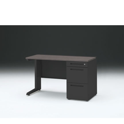 CZRデスク 片袖デスク CZR-126SBC-181 センター引出しなし  シリンダー錠W1200× D600 [ 本体: ブラックT・天板: 81 / アッシュドオークD]