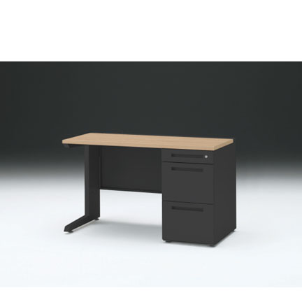 CZRデスク 片袖デスク CZR-126SBC-192 センター引出しなし  シリンダー錠W1200× D600 [ 本体: ブラックT・天板: 92 / ホワイトオークM]