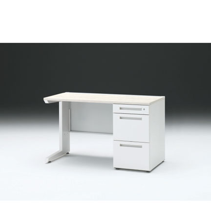 CZRデスク 片袖デスク CZR-126SBC-961 センター引出しなし  シリンダー錠W1200× D600 [ 本体: ホワイトW・天板: 61 / アッシュドパインL]