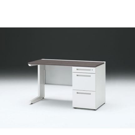 CZRデスク 片袖デスク CZR-126SBC-981 センター引出しなし  シリンダー錠W1200× D600 [ 本体: ホワイトW・天板: 81 / アッシュドオークD]