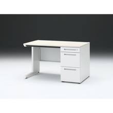 CZRデスク 片袖デスク CZR-127CBC-961 浅型センター引出し付  シリンダー錠W1200× D700 [ 本体: ホワイトW・天板: 61 / アッシュドパインL]