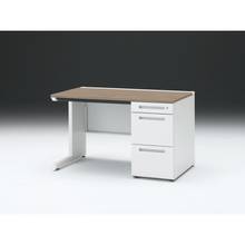 CZRデスク 片袖デスク CZR-127CBC-971 浅型センター引出し付  シリンダー錠W1200× D700 [ 本体: ホワイトW・天板: 71 / アッシュドオークM]