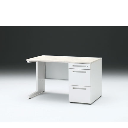 CZRデスク 片袖デスク CZR-127SBC-961 センター引出しなし  シリンダー錠W1200× D700 [ 本体: ホワイトW・天板: 61 / アッシュドパインL]