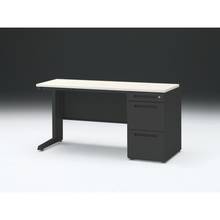 CZRデスク 片袖デスク CZR-146CBC-161 浅型センター引出し付  シリンダー錠W1400× D600 [ 本体: ブラックT・天板: 61 / アッシュドパインL]