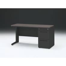 CZR 片袖デスク　シリンダー錠 浅型センター引出し付　CZR-146CBC-181　W1400×D600 ［本体：ブラック×天板：81/アッシュドオークD］