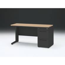 CZRデスク 片袖デスク CZR-146CBC-192 浅型センター引出し付  シリンダー錠W1400× D600 [ 本体: ブラックT・天板: 92 / ホワイトオークM]
